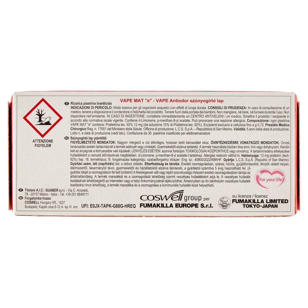 VAPE Piastrine Antiodore 30 pz